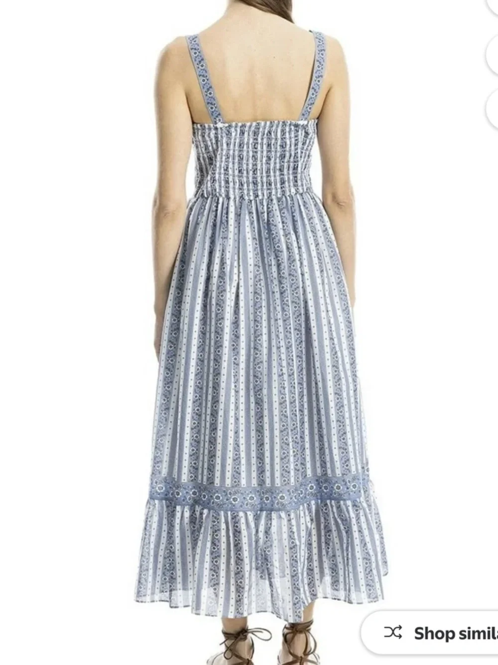 Max Studio Blue & White Striped Square-Neck Maxi Dress with POCKETS!! - Picture 2 of 10